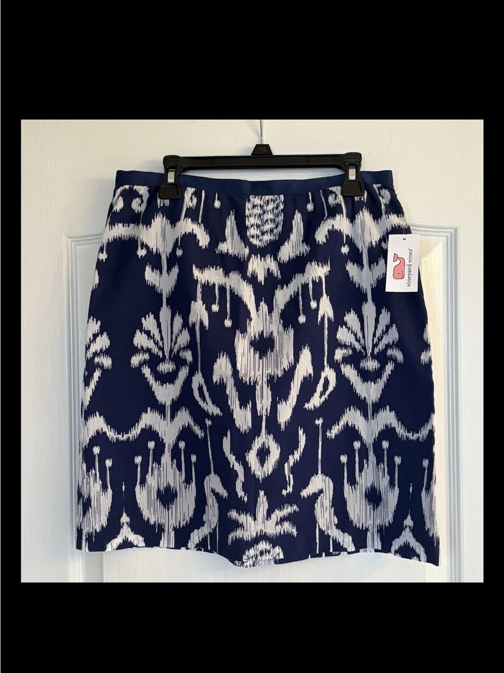 VINEYARD VINES Size 2 Navy Bailey Ikat Lined Skirt 100% Cotton NWT Preppy Mini